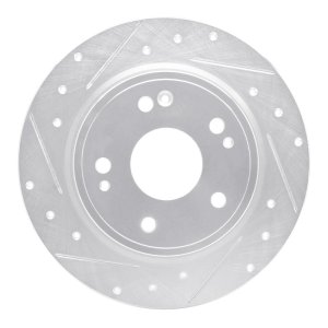 Honda Accord Brake Rotor (1) - Rear Left - R1 Concepts - Drilled & Slotted - Silver - `16-`25